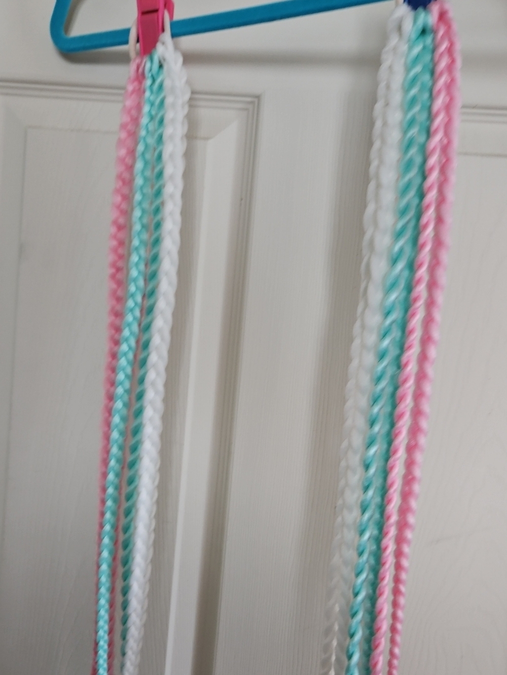 Synthetic Braided Hair Extensions - Pastel Pink, White & Aqua